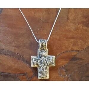 VINTAGE Sterling Marcasite crucifix Preowned 20" sterling chain  2" tall cross